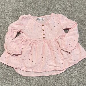 Epic Threads Macy’s Toddler‎ pink star shirt with rose gold buttons size 3T